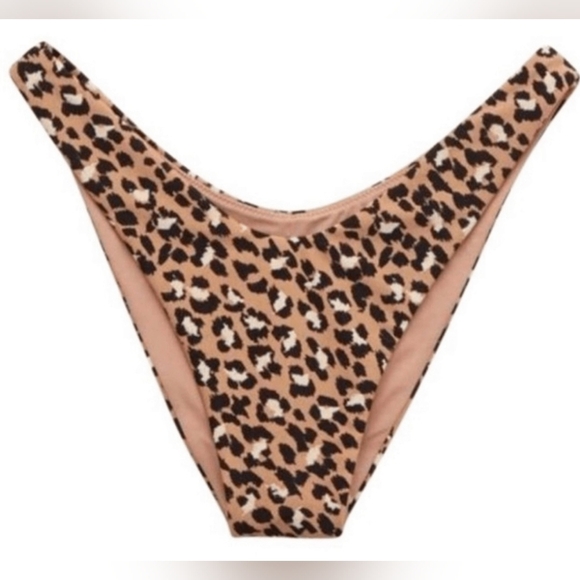 Aerie NWT Cheetah Print Super High Cut Cheekier Bikini Swim Bottom - Picture 1 of 4